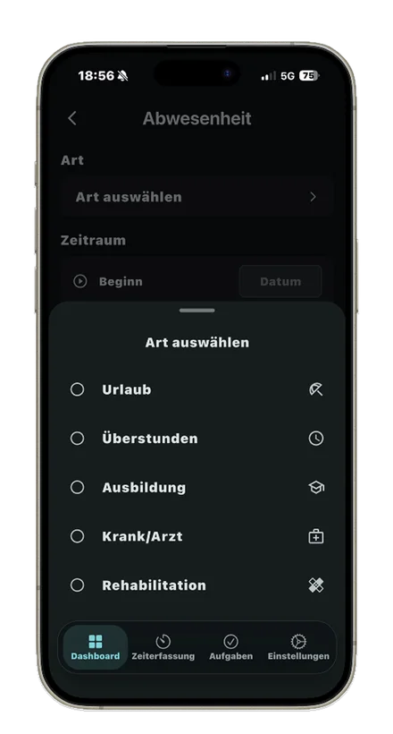 Apandia Mobile Abwesenheit beantragen